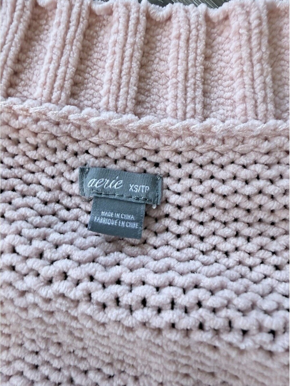 Aerie Oversize Slouchy V-Neck Sweater XS Pink Coquette Coastal Grandma Soft Girl - Picture 7 of 8